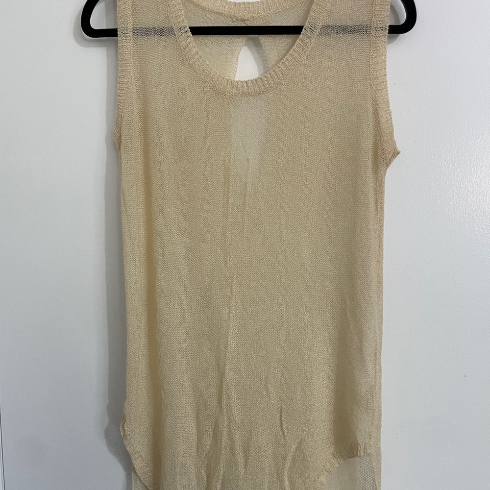 Elegant Beige Sleeveless Top/Swimsuit cover up